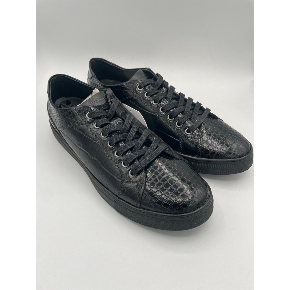 Belvedere Bernardo II Mens Black Crocodile Embossed Leather Sneakers Size 9 D